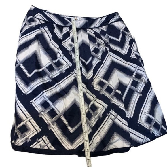Vintage Talbots Petites Navy Blue Geometrical Retro Skirt Size 4 - Picture 7 of 8